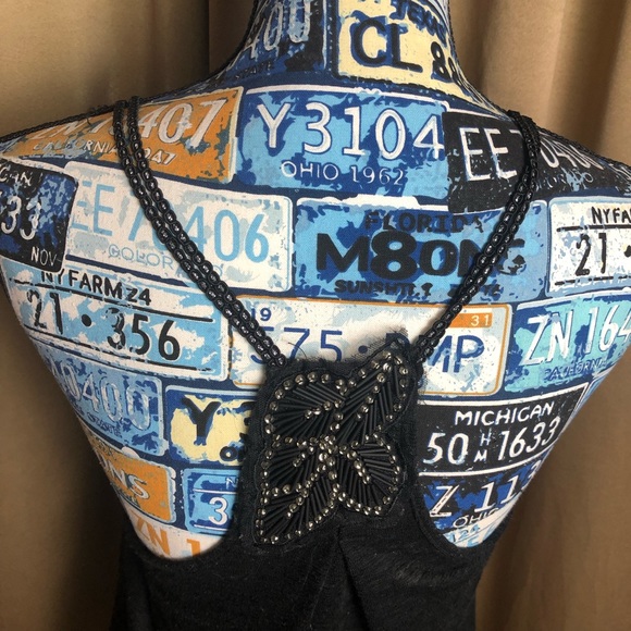 Free People Knit Noodle Strap Tank Top with Leaf Details - Picture 8 of 11